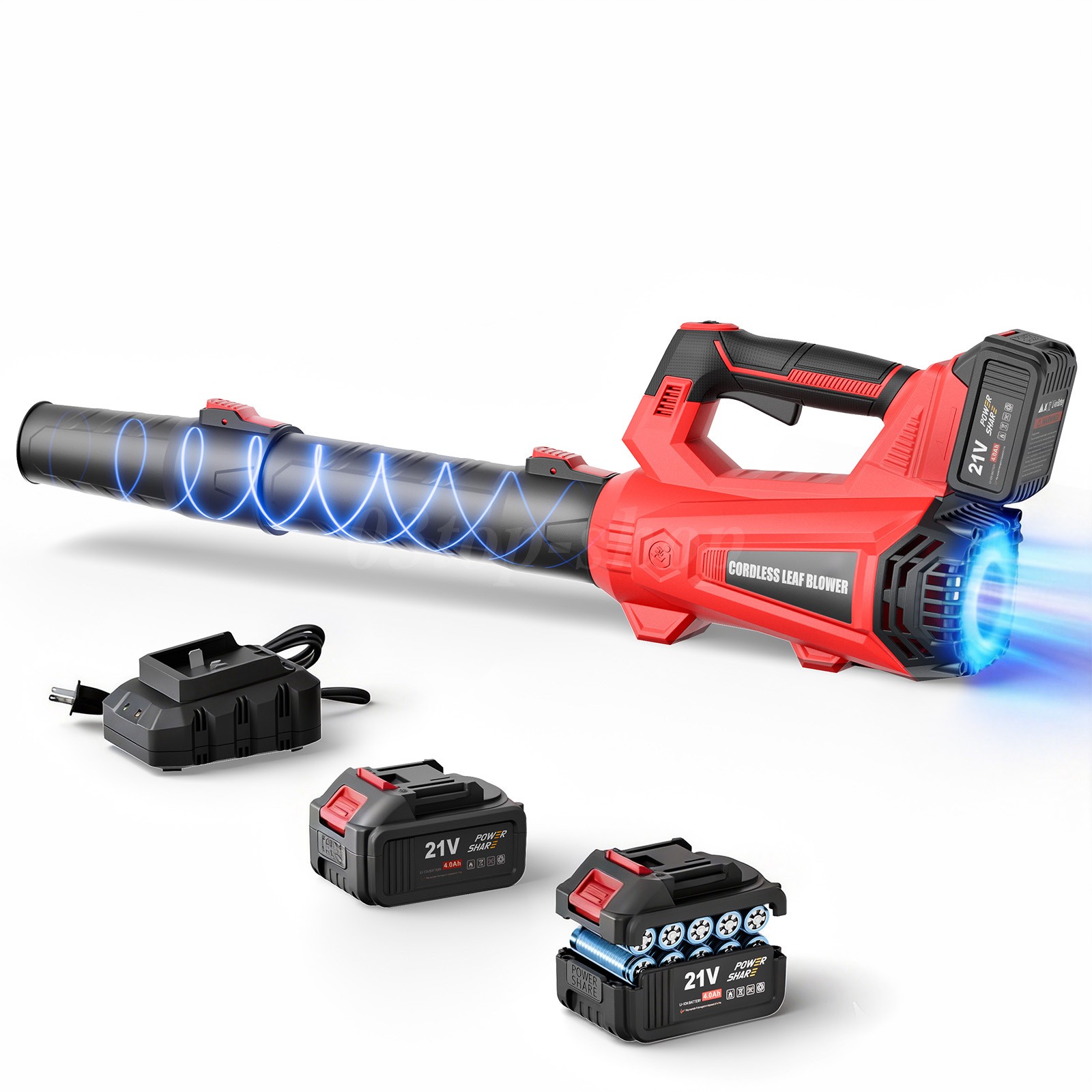 Cordless Leaf Blower 650CFM/150MPH & 6 Speed Levels Electric w/2 Batteries 4.0Ah