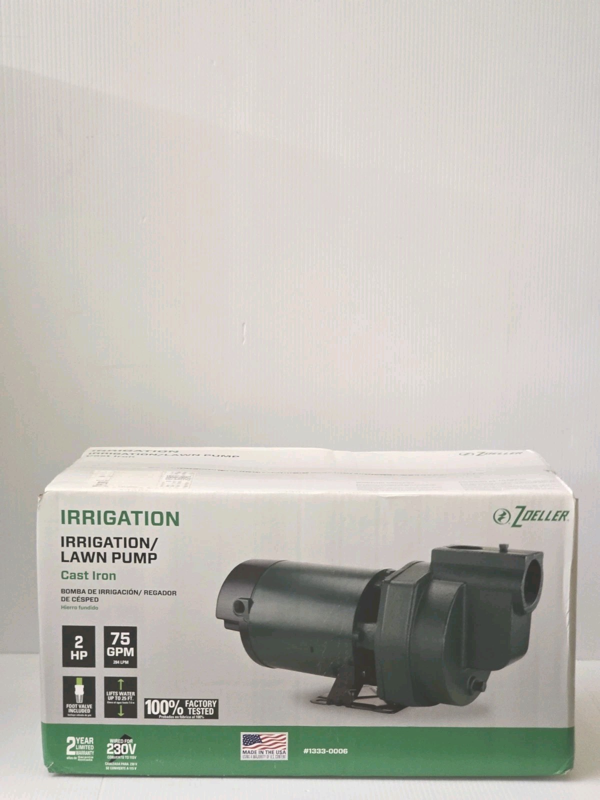 Zoeller 2 HP 75 GPM 230V Irrigation Lawn Pump Cast Iron (1333-0006)