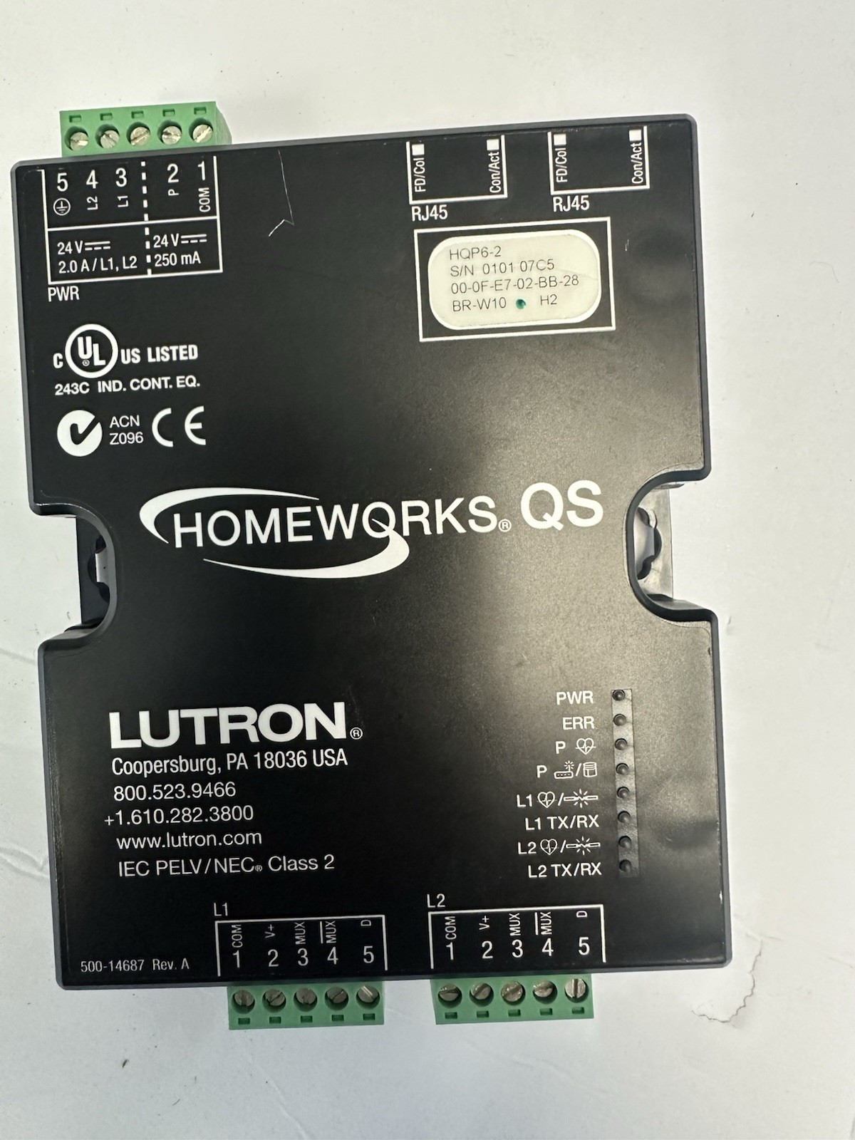 Lutron HQP6-2 Homeworks P6 2 Link Processor Tested Working-30 Day Money Back