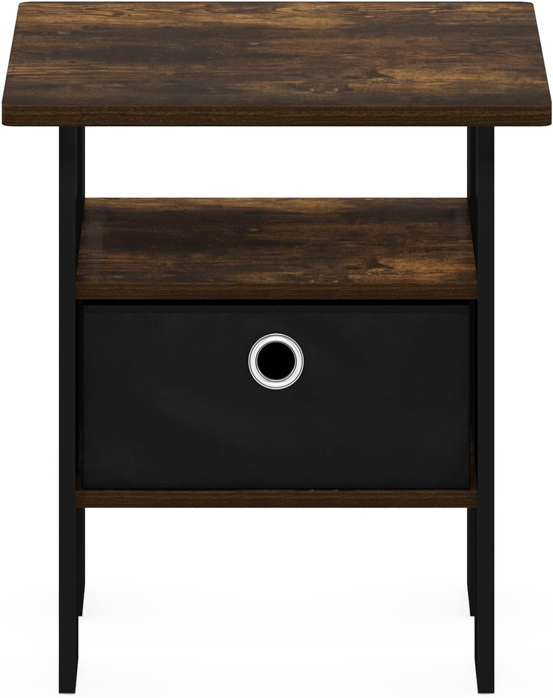 Contemporary Amber Pine Side Table with Open Shelves – Perfect for Any Room