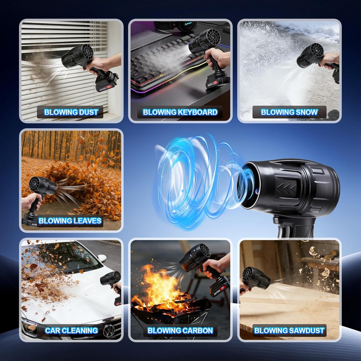 Leaf Blower Cordless – Lightweight Electric Handheld Blower with Battery
