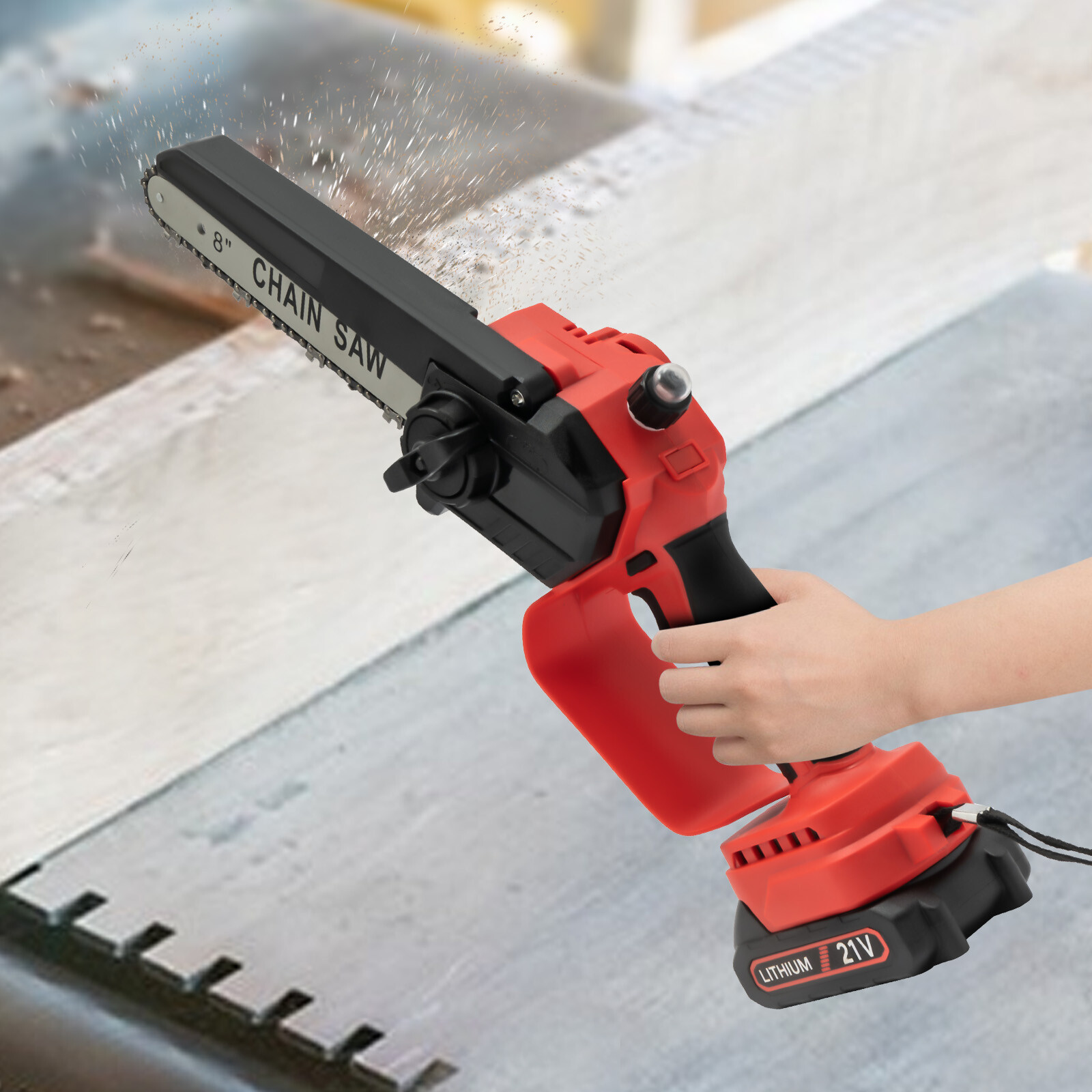 Mini Chainsaw Cordless 8 8 Inch Electric Chain Saw 800W With 2 Battery Power US