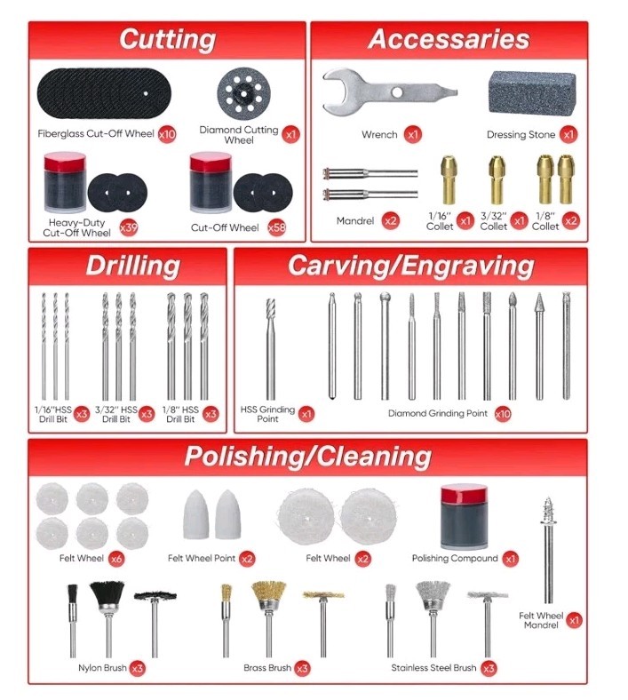 SHALL 508pc Rotary Tool Accessories Kit Multifunctional Set,Perfect for Cutting