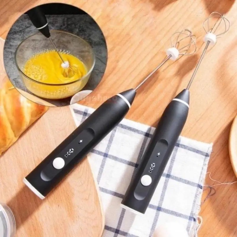 Electric Milk Frother USB Rechargeable Double Whisk Handheld Coffee Foam Mixer