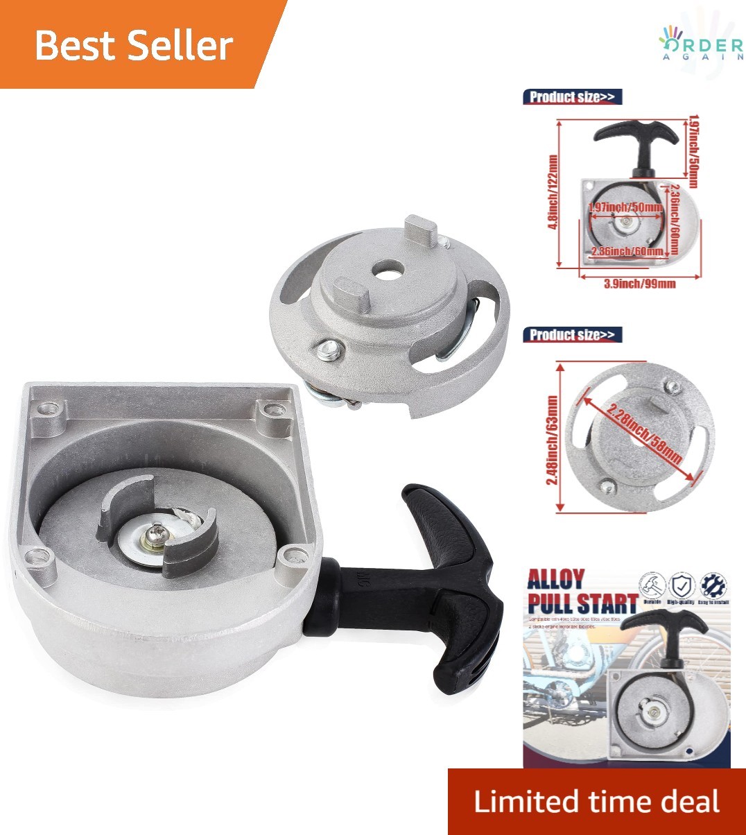 Alloy Pull Start for 49cc 50cc 60cc 66cc 70cc 80cc 2-Stroke Motorized Bike