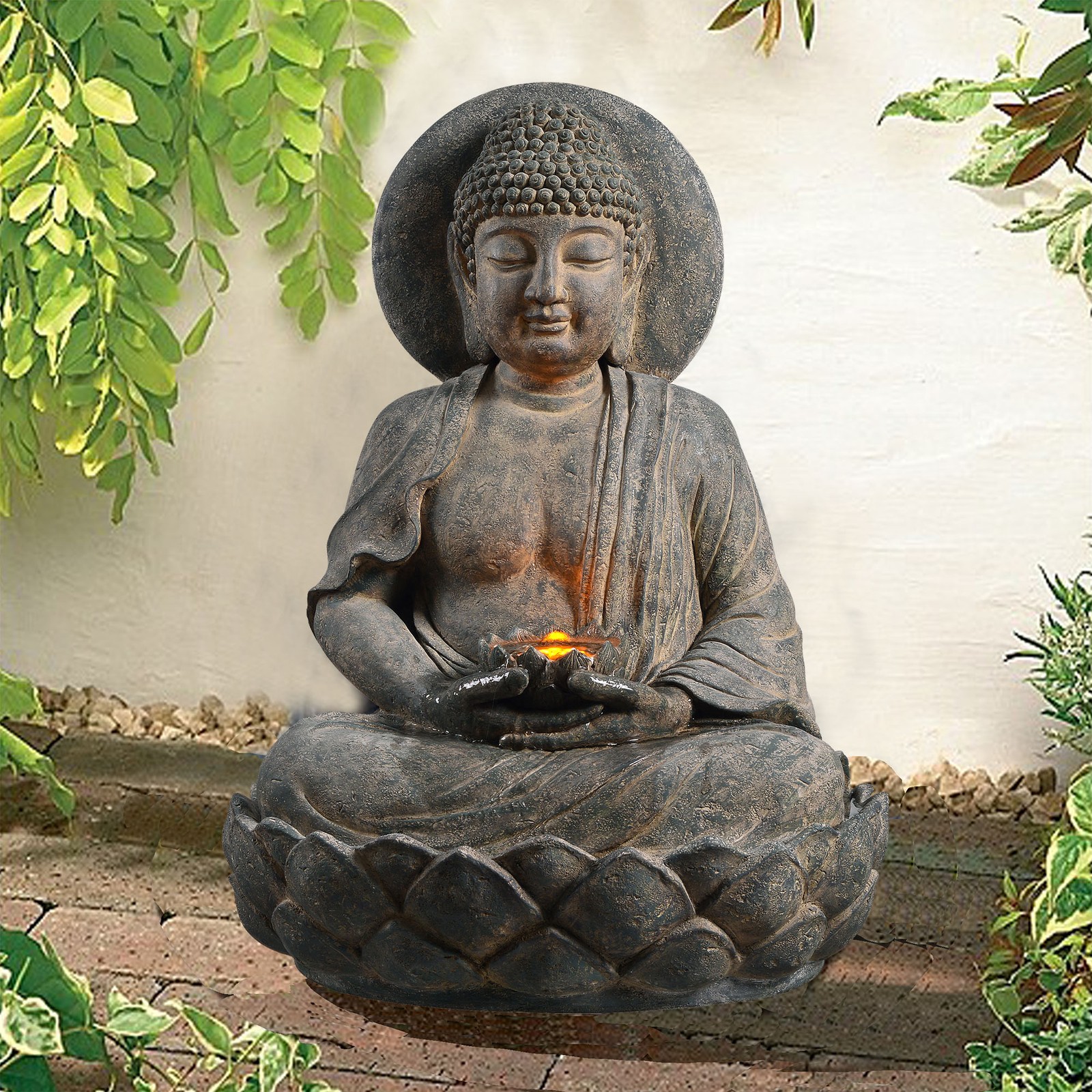 Teamson Home 28.35″ Buddha Water Fountain with LED Lights