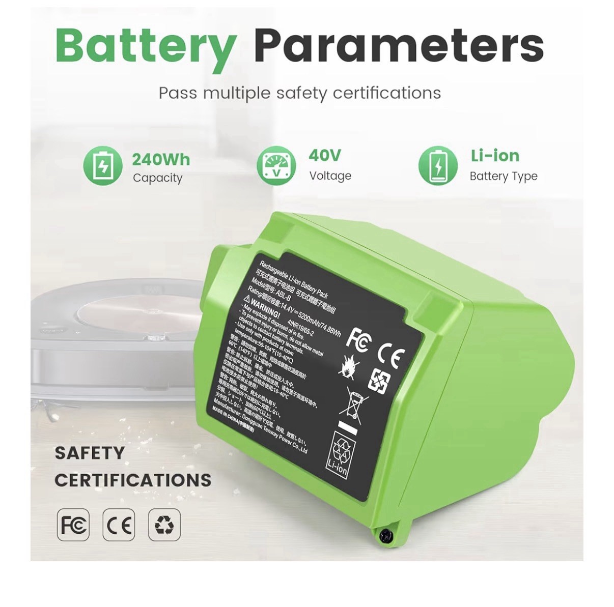 TREE.NB 5.2Ah Replacement for iRobot Roomba S9 9150 Battery ABL B Replacement