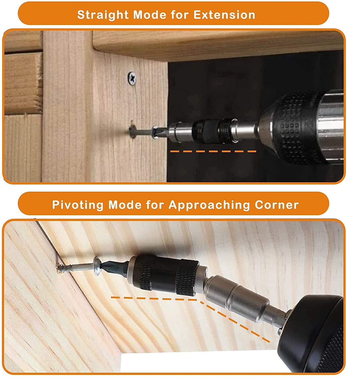 1/4″ Magnetic Drill Screw Drill Bit Holder Angle Pivoting Bit Tip Quick Change