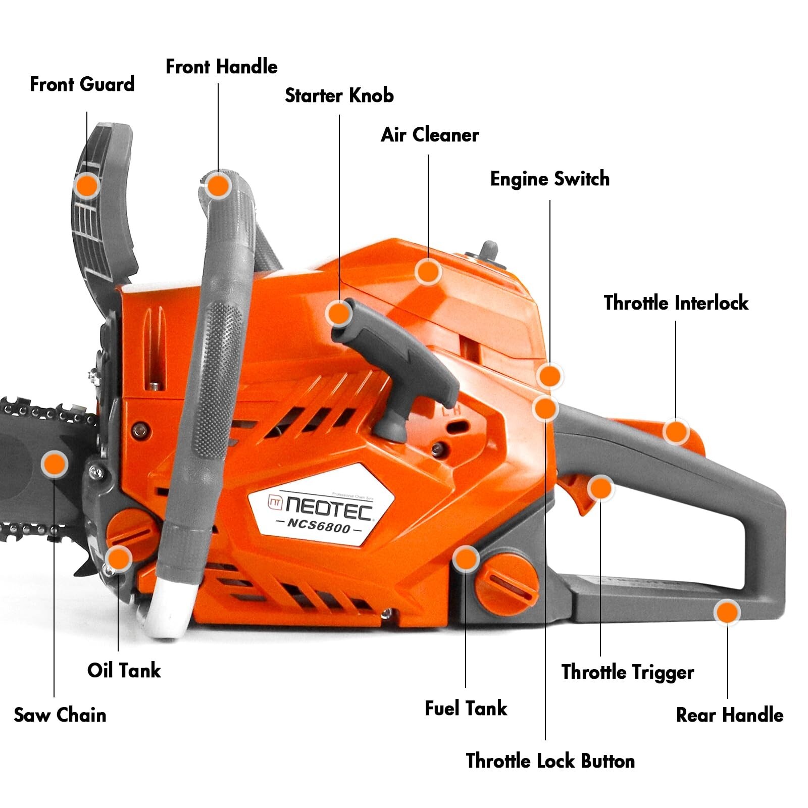 2-Stroke Gasoline Chainsaw 68CC 22″ 24” Bar Power Engine Wood Cutting Chain Saw