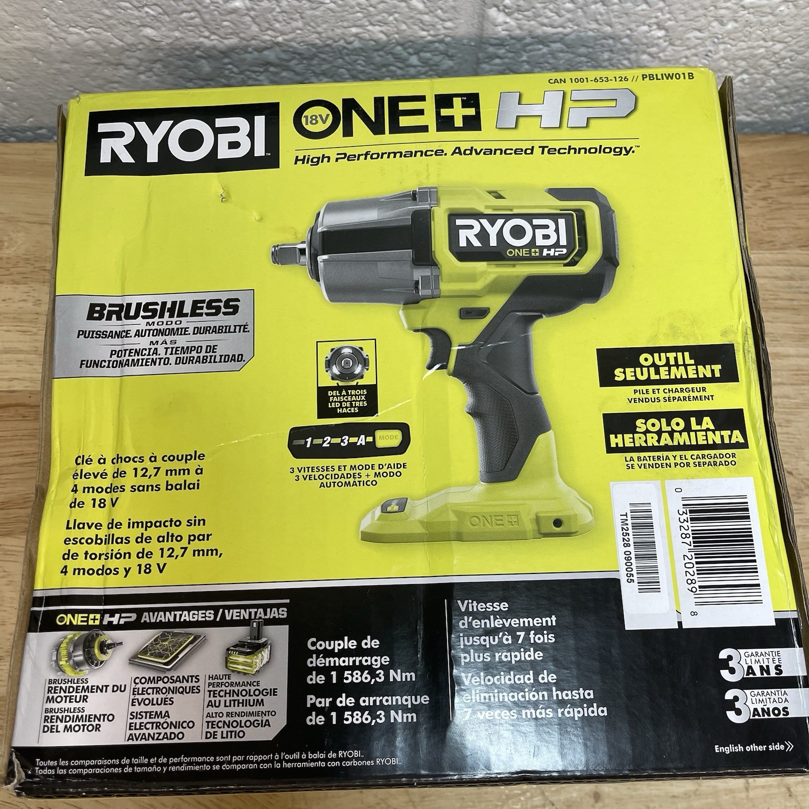 RYOBI PBLIW01B HP 18V 4-Mode 1/2″ High Torque Impact Wrench