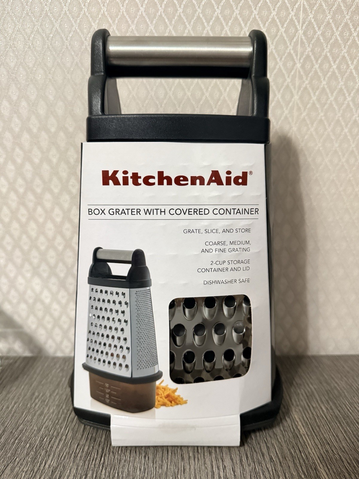 New KitchenAid Charcoal Gray Box Slice Kitchen 10″ Grater & Covered Container