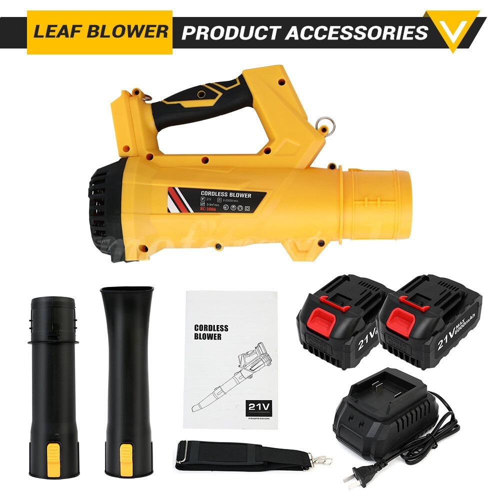 Cordless Leaf Blower 650CFM/280MPH & 6 Speed Levels Electric w/2 Batteries 6.0Ah