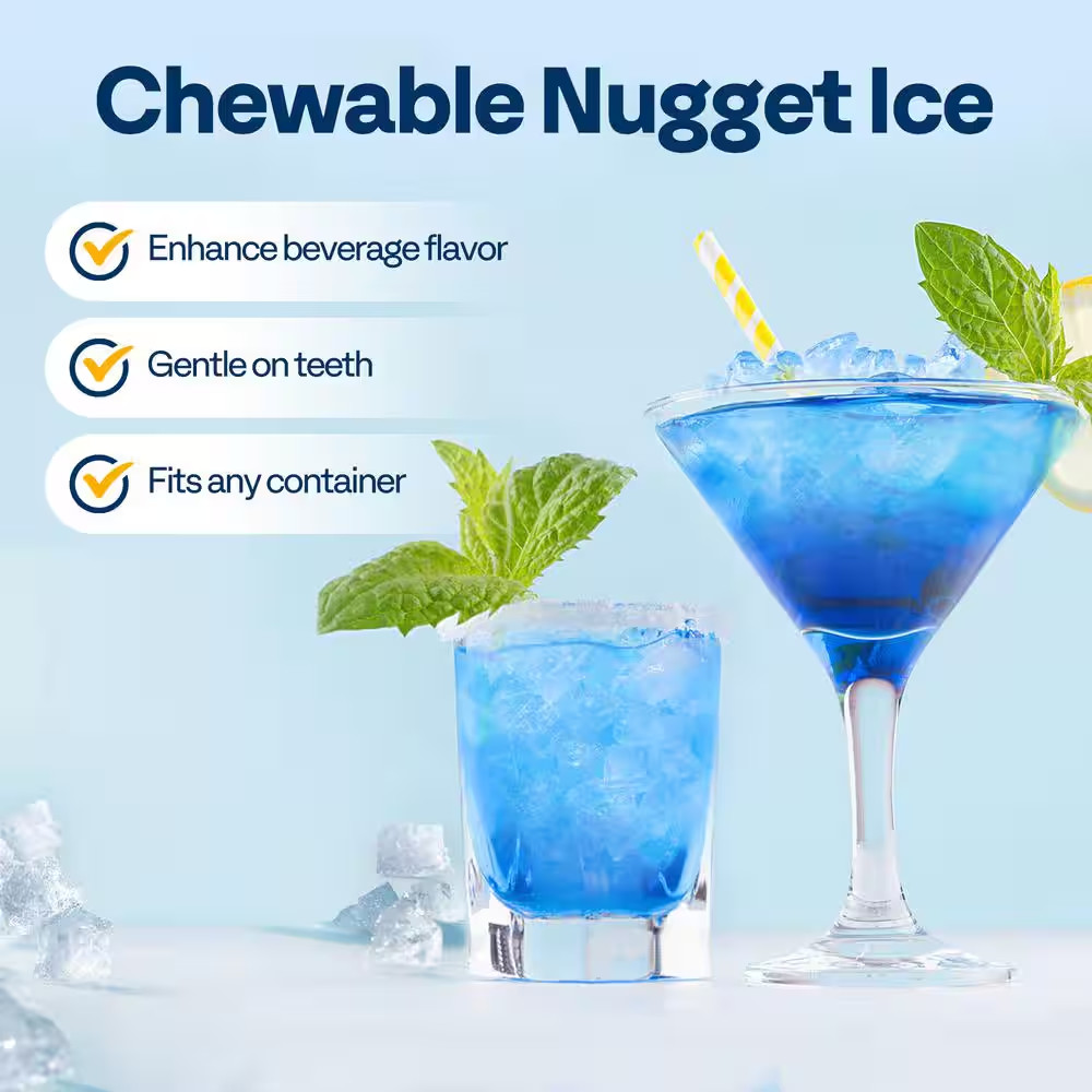9.8 In. 45 Lb. Countertop Portable Nugget/Pebble Ice Maker in Stainless Steel wi
