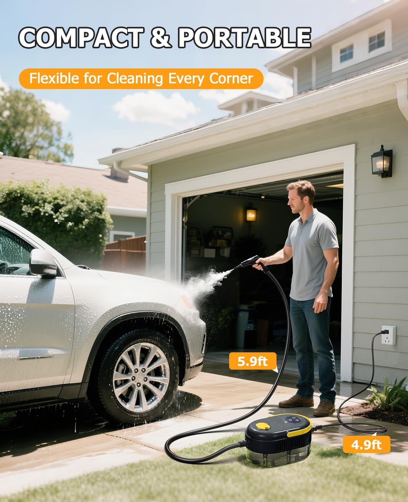 1500W Handheld Car Detailing Cleaning Machine High Temp Steam Cleaner Household