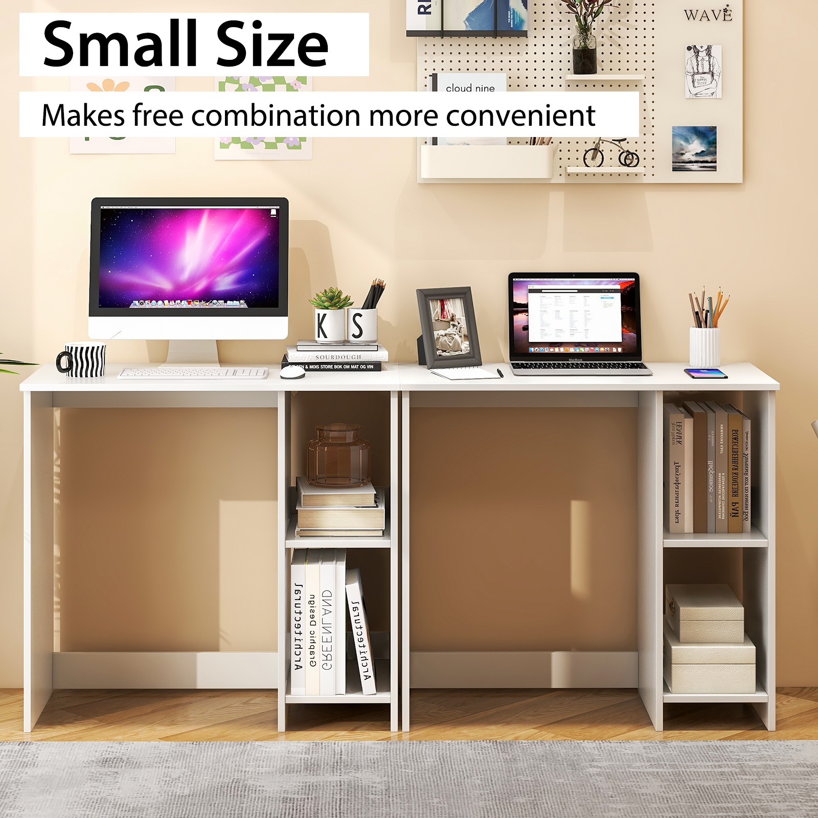 31.5″ Small Computer Desk Home Office Study Writing Desk w/ 2 Compartments