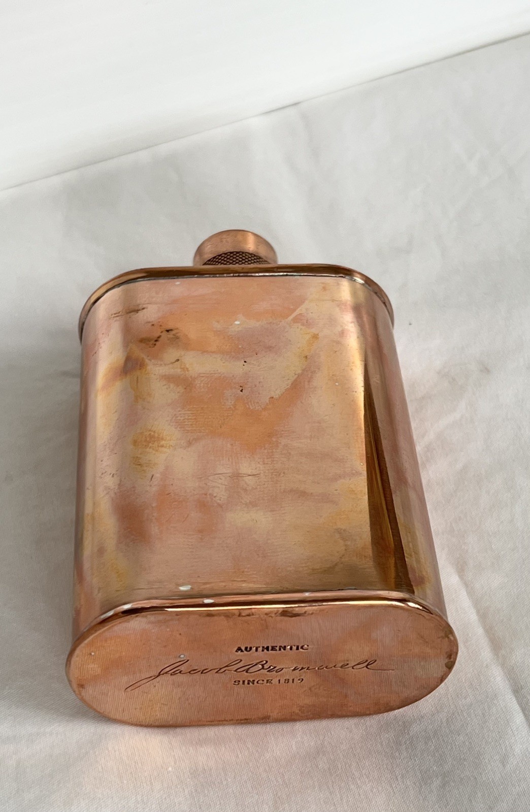 JACOB BROMWELL COPPER FLASK VERMONTER 9oz 5″ TIN-lined Natural Patina