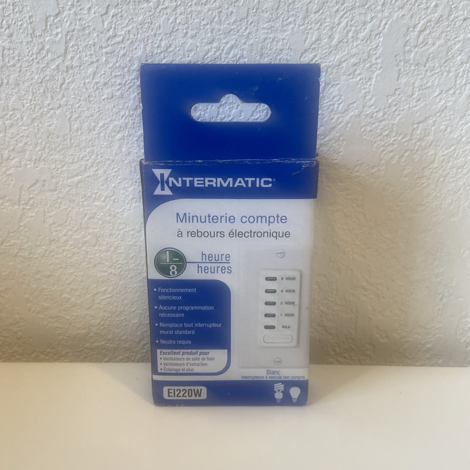 Intermatic EI220W Electronic Countdown Timer, 1-2-4-8-Hr- NEW White