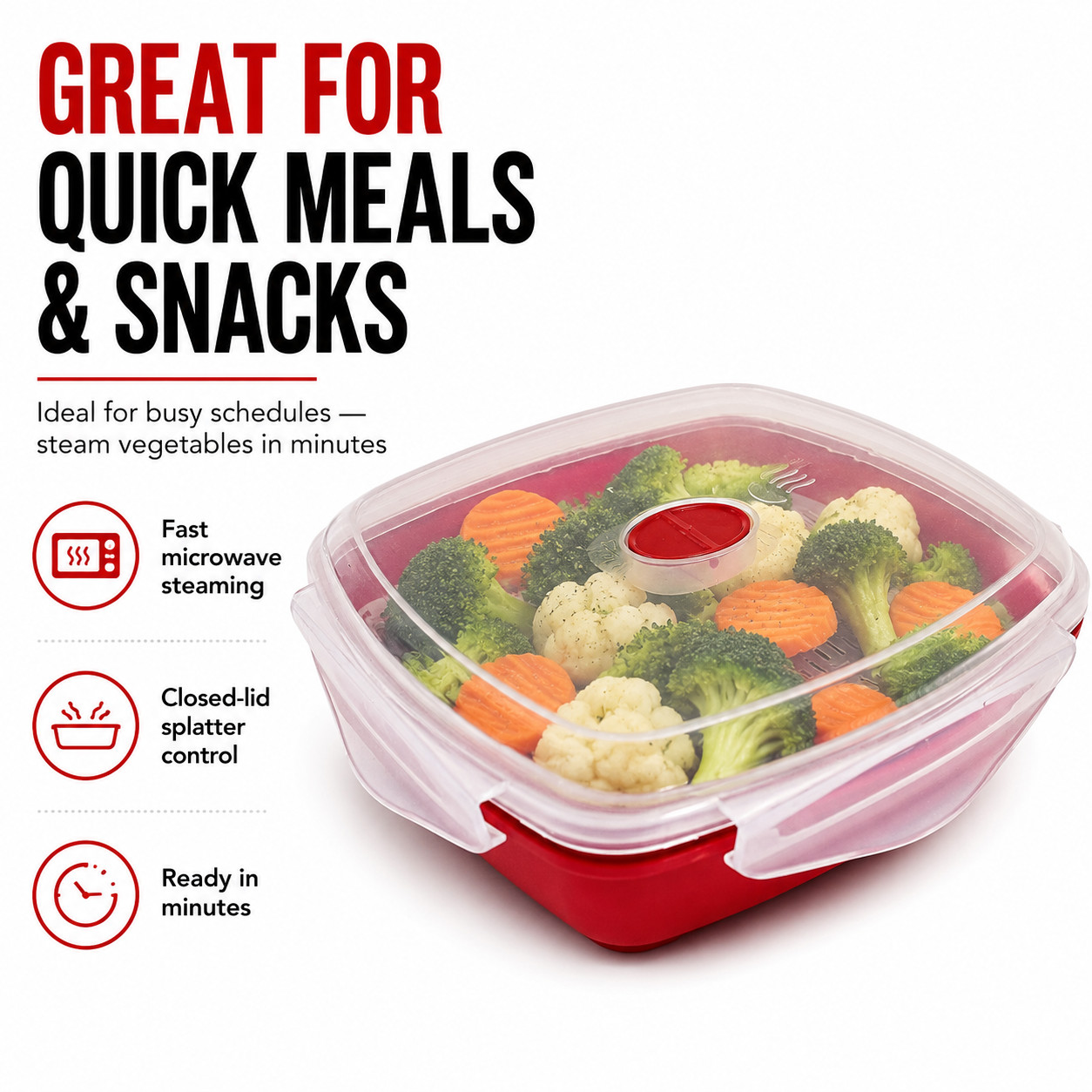 Microwave Steamer Grill with Lid Cooks Meats Fish Vegetables in Minutes (835)