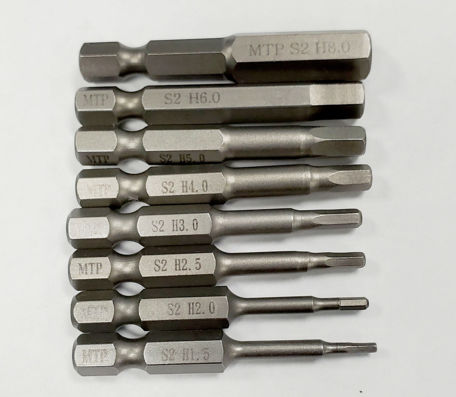 Hex Key Allen 2″ Bit Set 8pcs 1.5-8.0 1/4 Quick Change Shank metric Magnetic S2