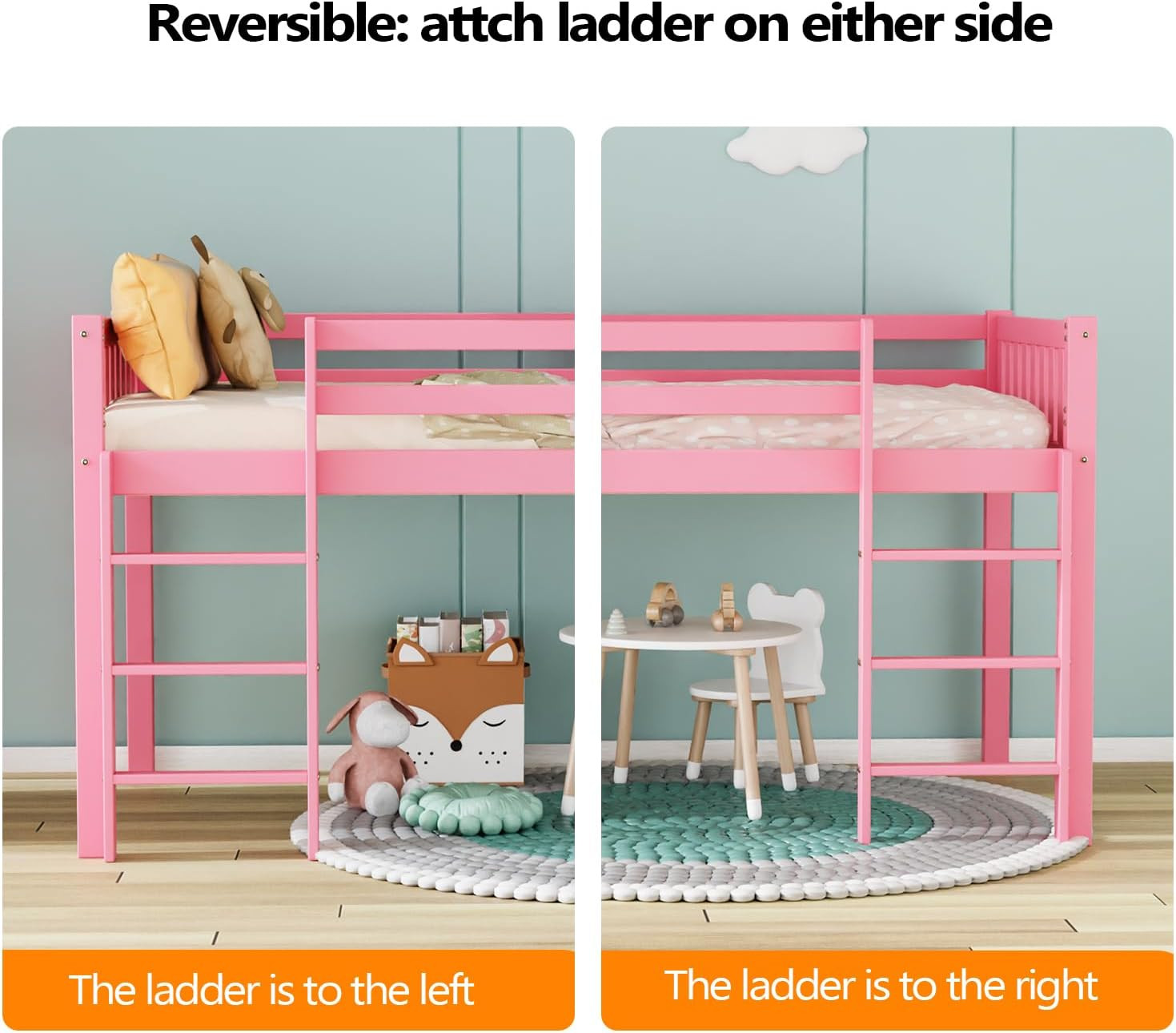 Princess Bed for Adults Kids & Young Teens No Box Spring Required Wood Slat