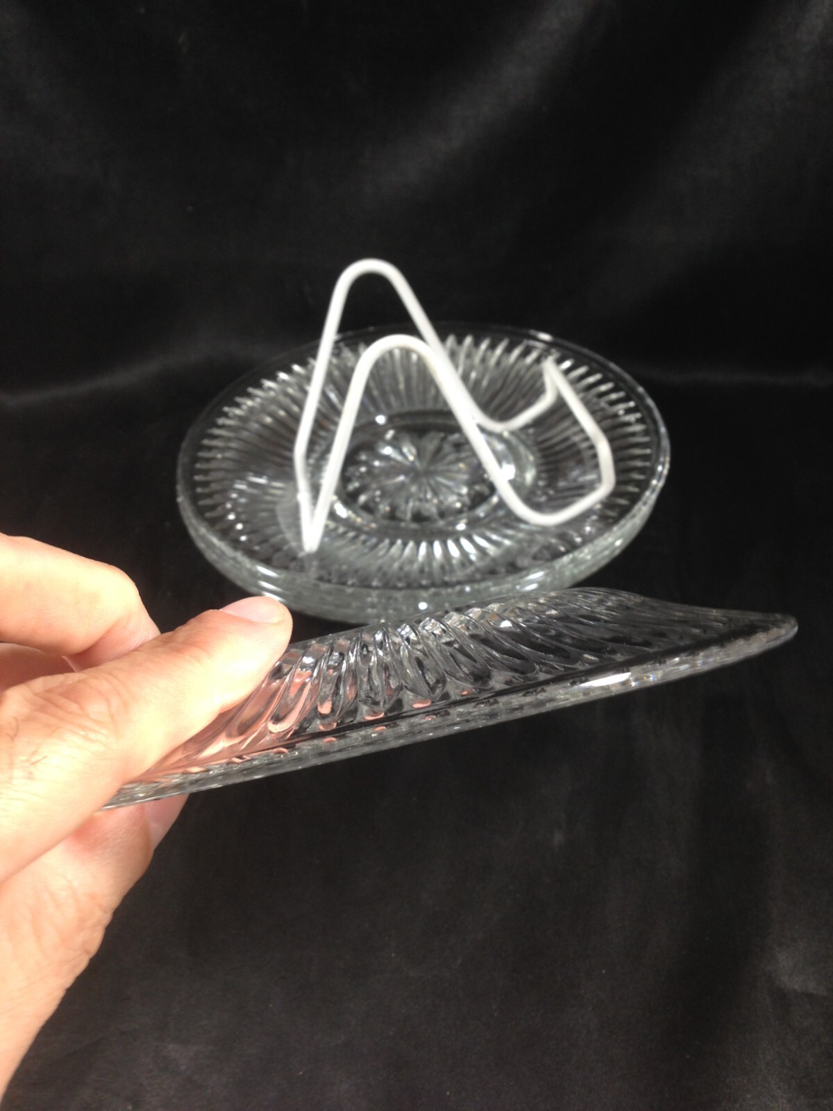 Set of 4 KIG Malaysia 6-7/8” Clear Glass Ribbed Star Plates