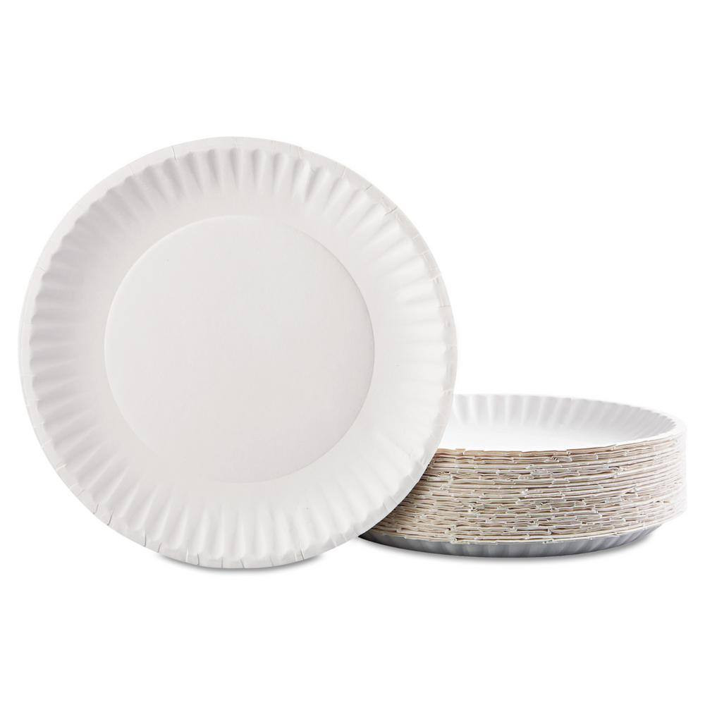 9 In. Uncoated Disposable Paper Plates in White (1200 per Case)