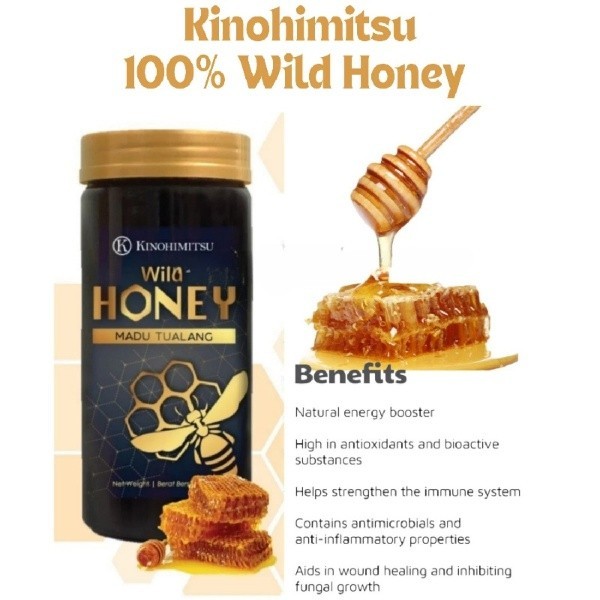 2 Jars Kinohimitsu Wild Tualang Honey 500g ( No import Duties For USA )
