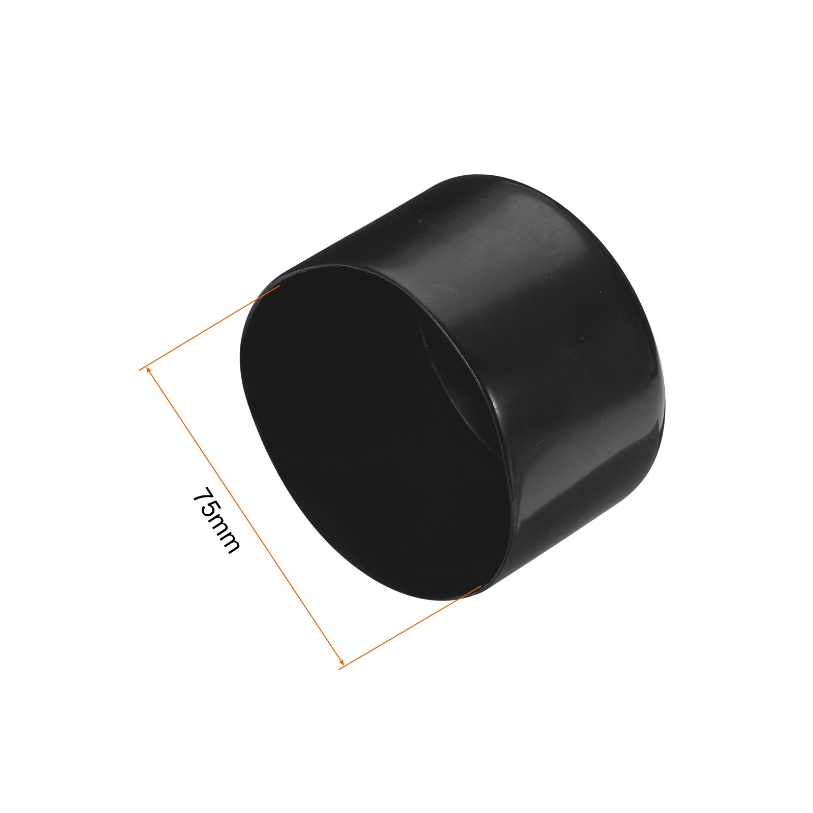 2pcs Rubber End Caps 75mm ID Vinyl Round Tube Bolt Cover Screw Protectors Black