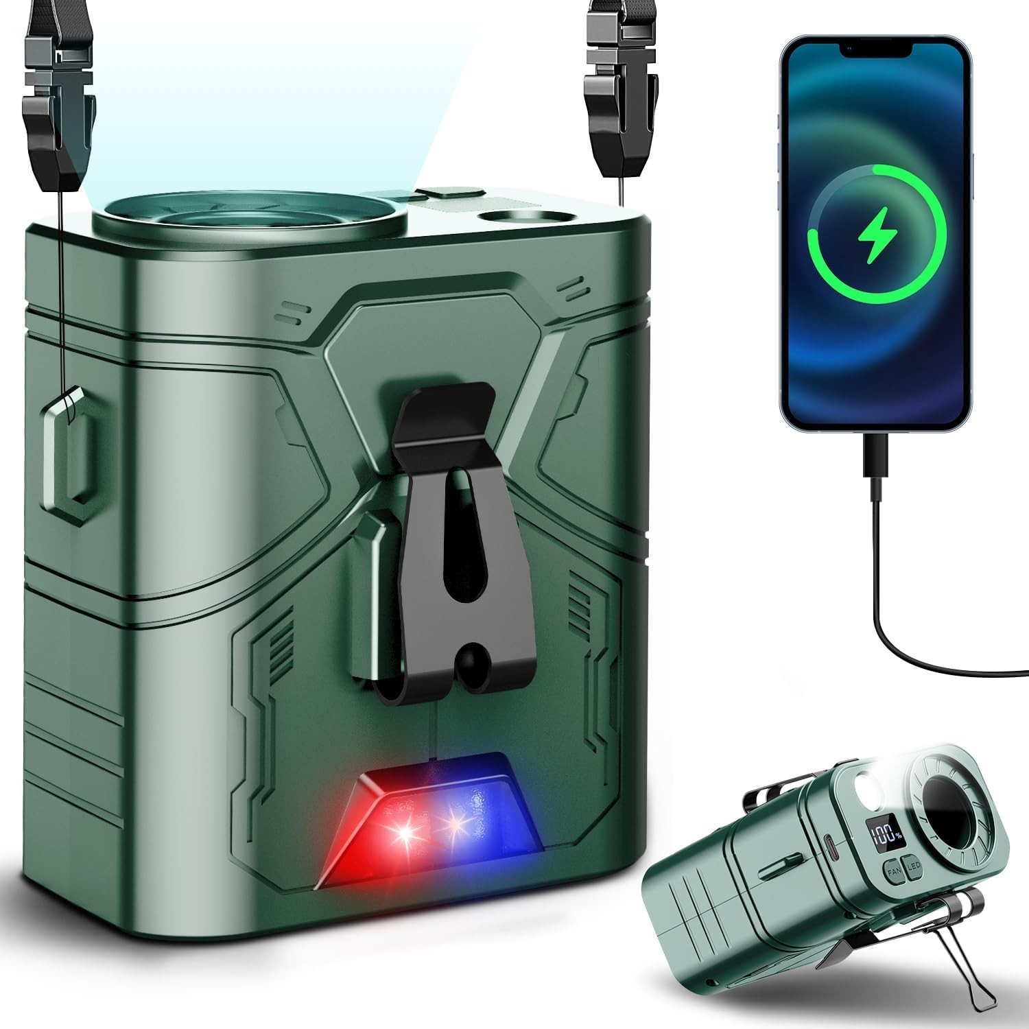 20000mAh Portable waist fan Clip on Belt Shirt Body Rechargeable Battery 5 Speed