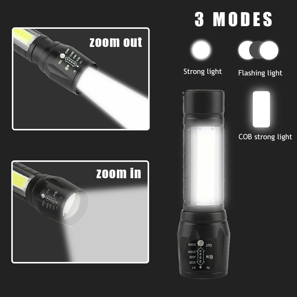Rechargeable 990000LM LED Flashlight Tactical Police Super Bright Torch Zoomable
