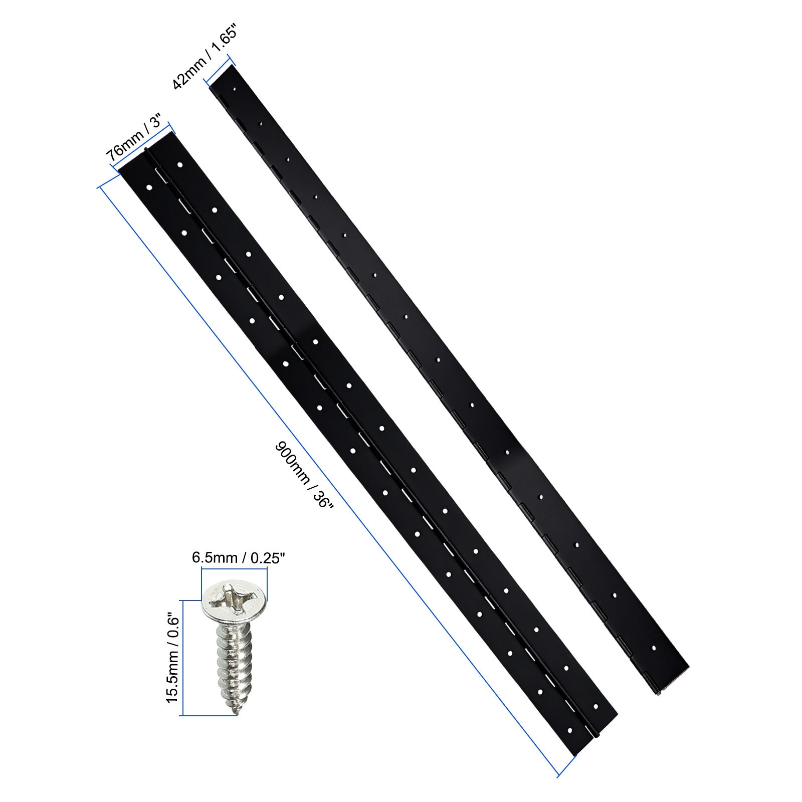 Stainless Steel Piano Hinge 36 Inch x 3 Inch Continuous Hinge Black