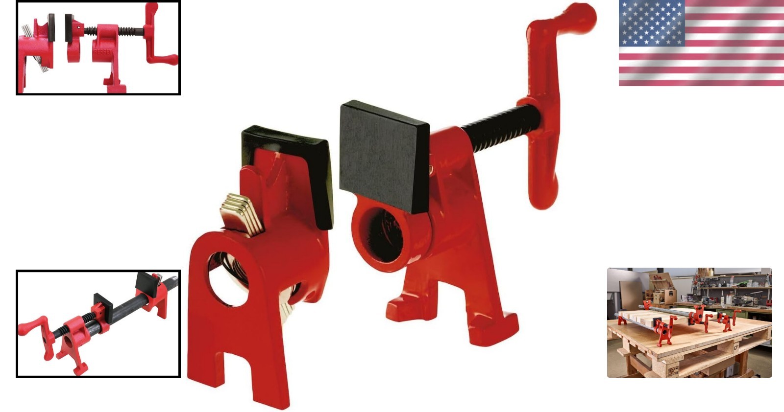 Durable BPC-H34 3/4-Inch H Style Pipe Clamps – Perfect for All Woodworking Needs