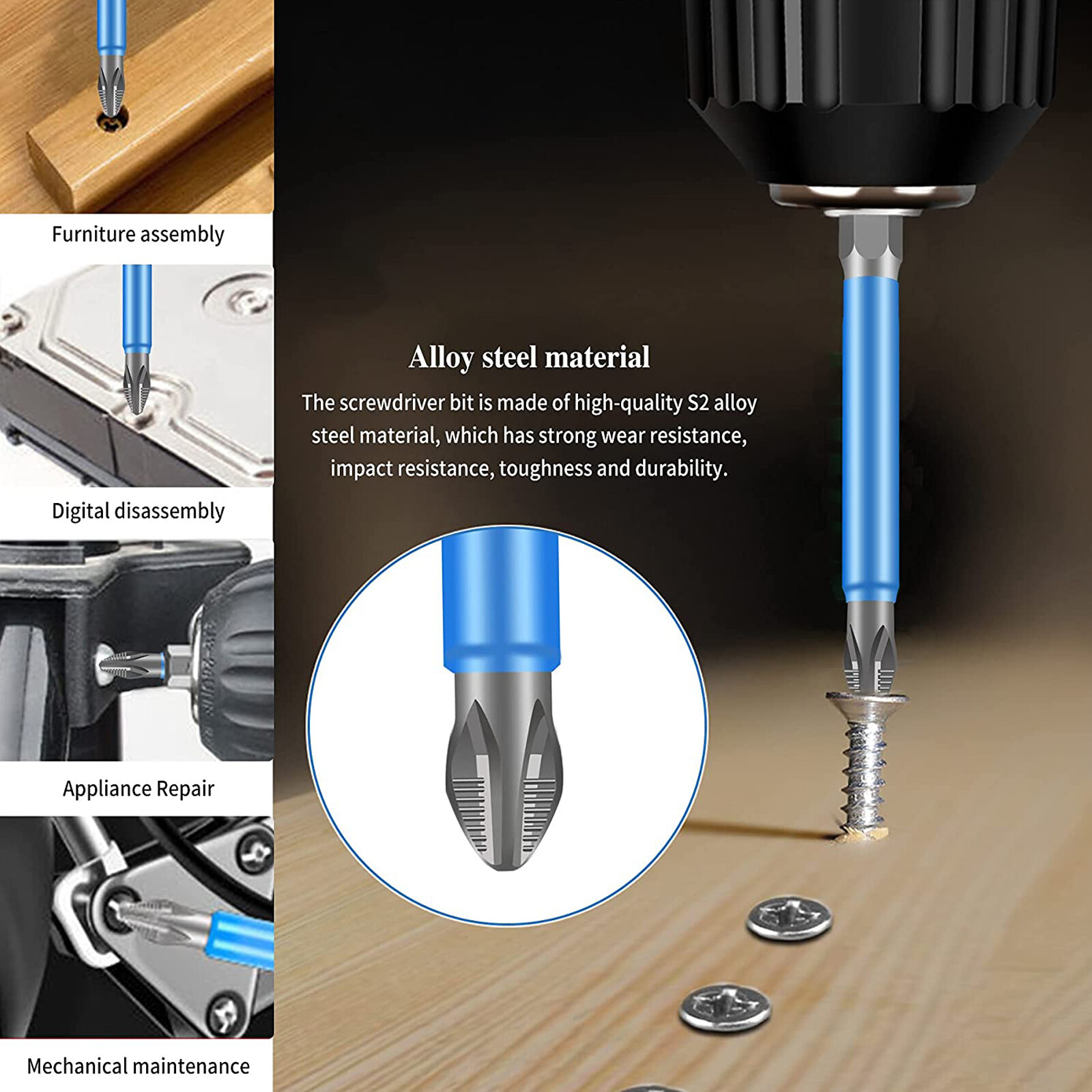 14/7 Magnetic screwdriver bit Bits set PH2 Anti-slip Hex Shank Screw Cross Head