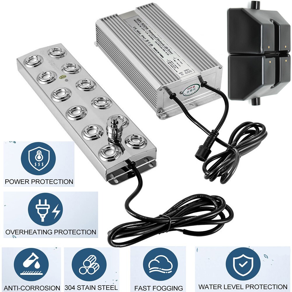 12 Head Ultrasonic Mist Maker Pond Fogger Machine for Hydroponics Landscape 110V