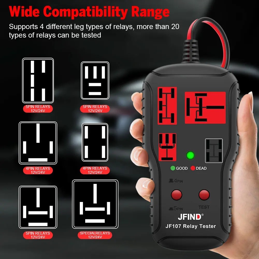 Car Relay Tester 12V-24V Automotive Diagnostic Tool LED Indicator Battery Checke