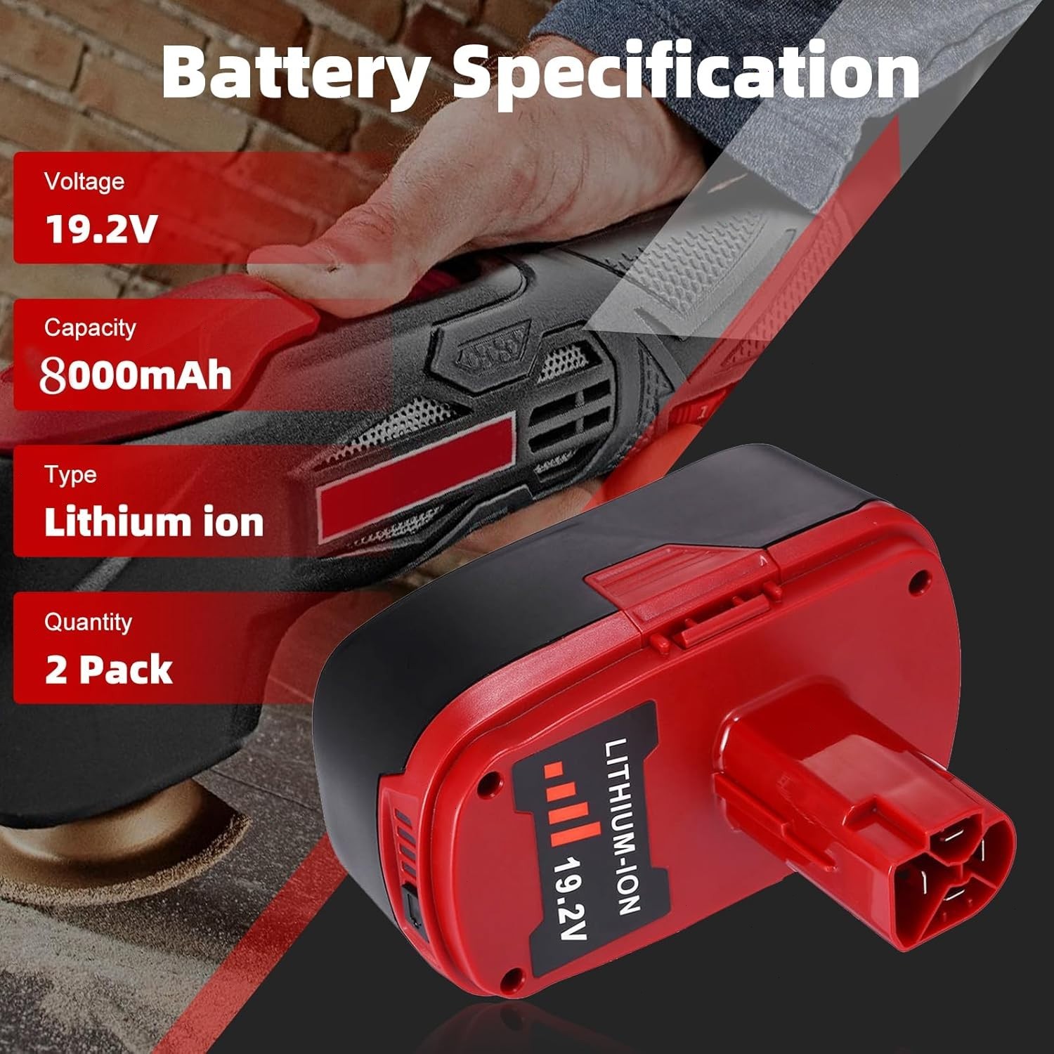 2pack 19.2 Volt XCP 8.0Ah Lithium Battery For Craftsman C3 Diehard PP2025 PP2030