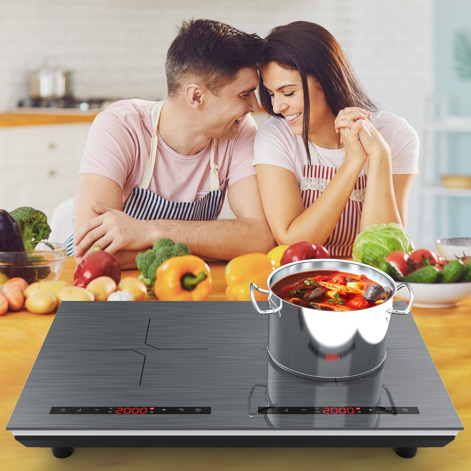 Induction Cooktop Electric Cooktop 2 Burner Electric Stovetop 110V Touch Control