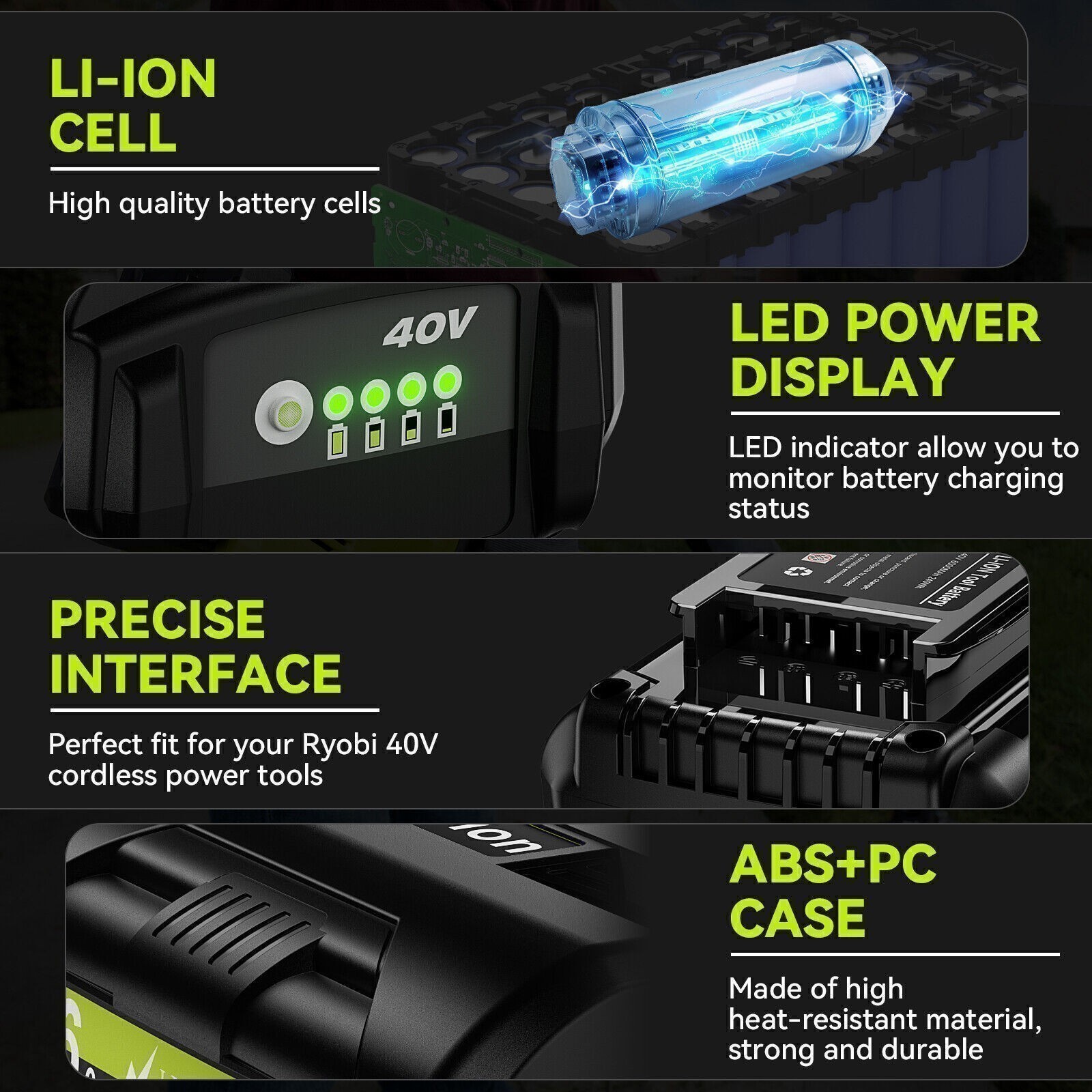For Ryobi 40V Battery 10AH Lithium Battery OP40261 OP4050 OP40601 w/Charger