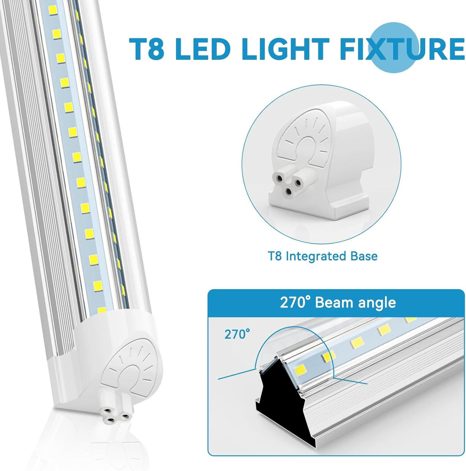 T8 LED Tube Light Bulb 6500K 2FT 3FT 4FT 5FT 6FT 8FT LED Shop Light Fixture Lamp