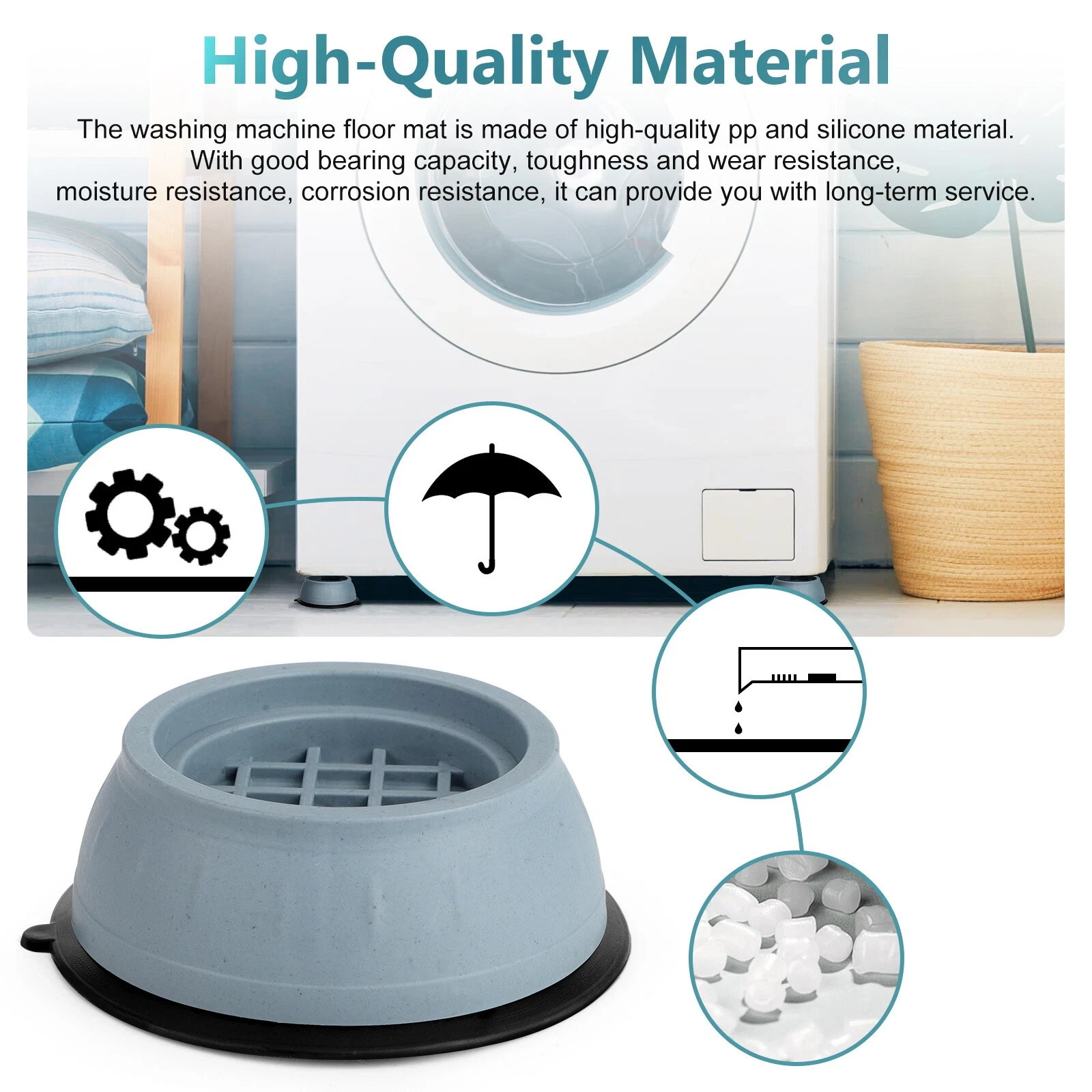 8PCS Anti Vibration Washing Machine Mats Support Anti-Slip Rubber Feet Base Pads
