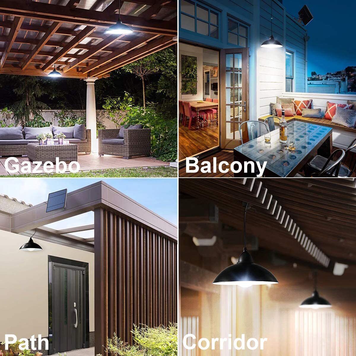 30 LED Solar Pendant Hanging Light Dimmable Outdoor Indoor Garden Yard Shed Lamp