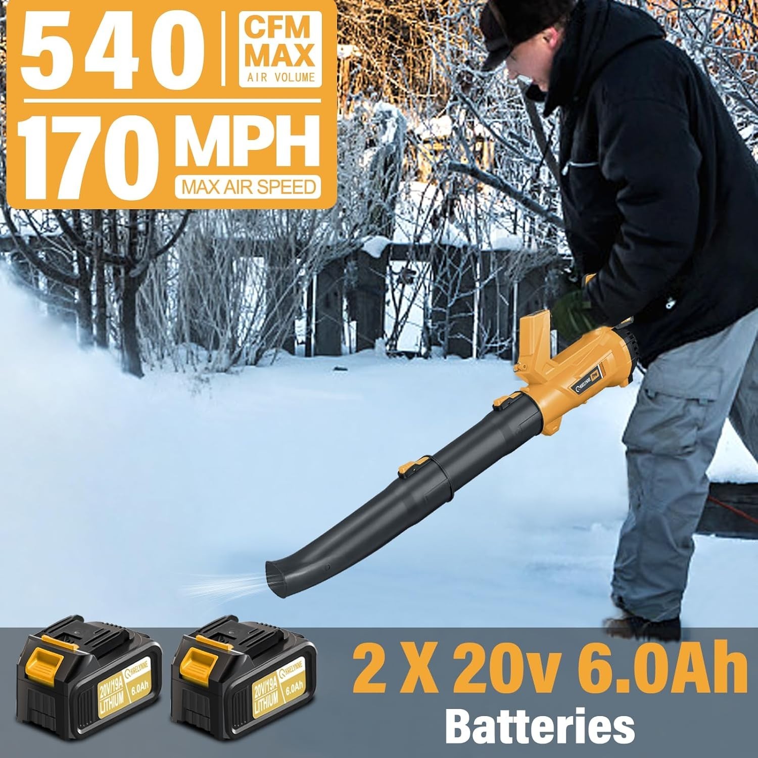 Leaf Blower Cordless, 20V Powerful Electric Leaf Blower with 2 Battery and Charg