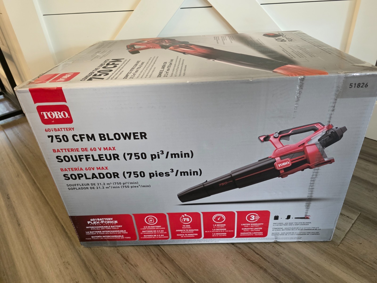 Toro Flex-Force 60V 750 CFM / 145 MPH Battery Leaf Blower Kit – With Battery