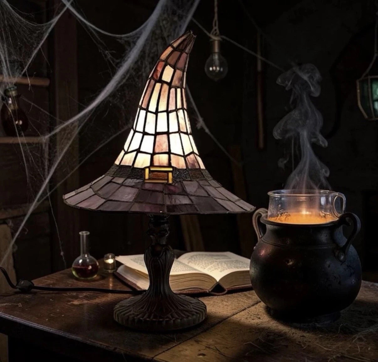 Cracker Barrel 2026 Stained Glass Witch Hat Lamp Viral Halloween Decor SHIPS NOW