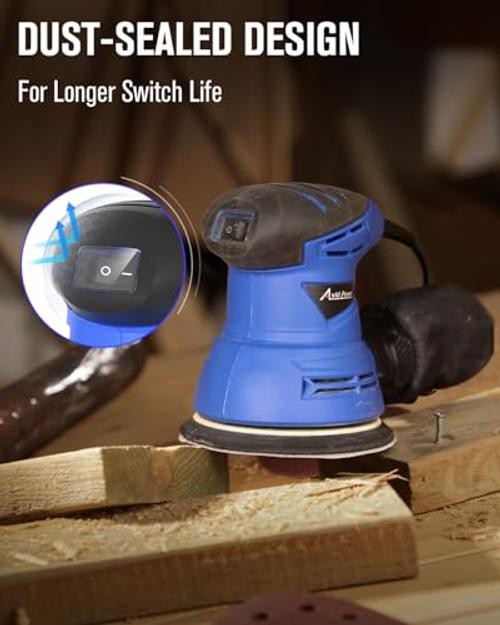 5” Random Orbital Sander Tool Palm Sander for Woodworking | Electric Blue