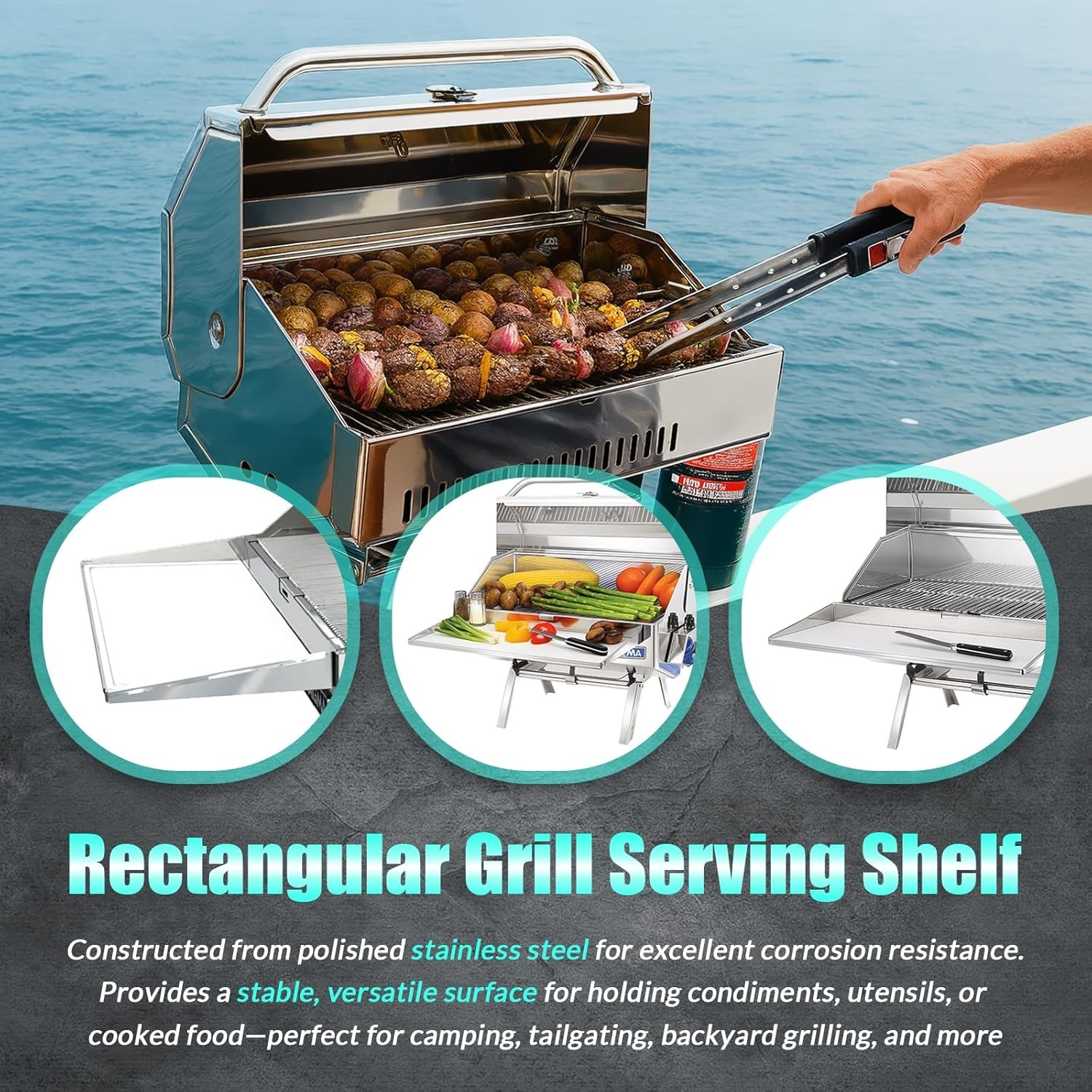 A10-902 Rectangular Grill Serving Shelf w/ Removable Cutting Board for 9” x 18″