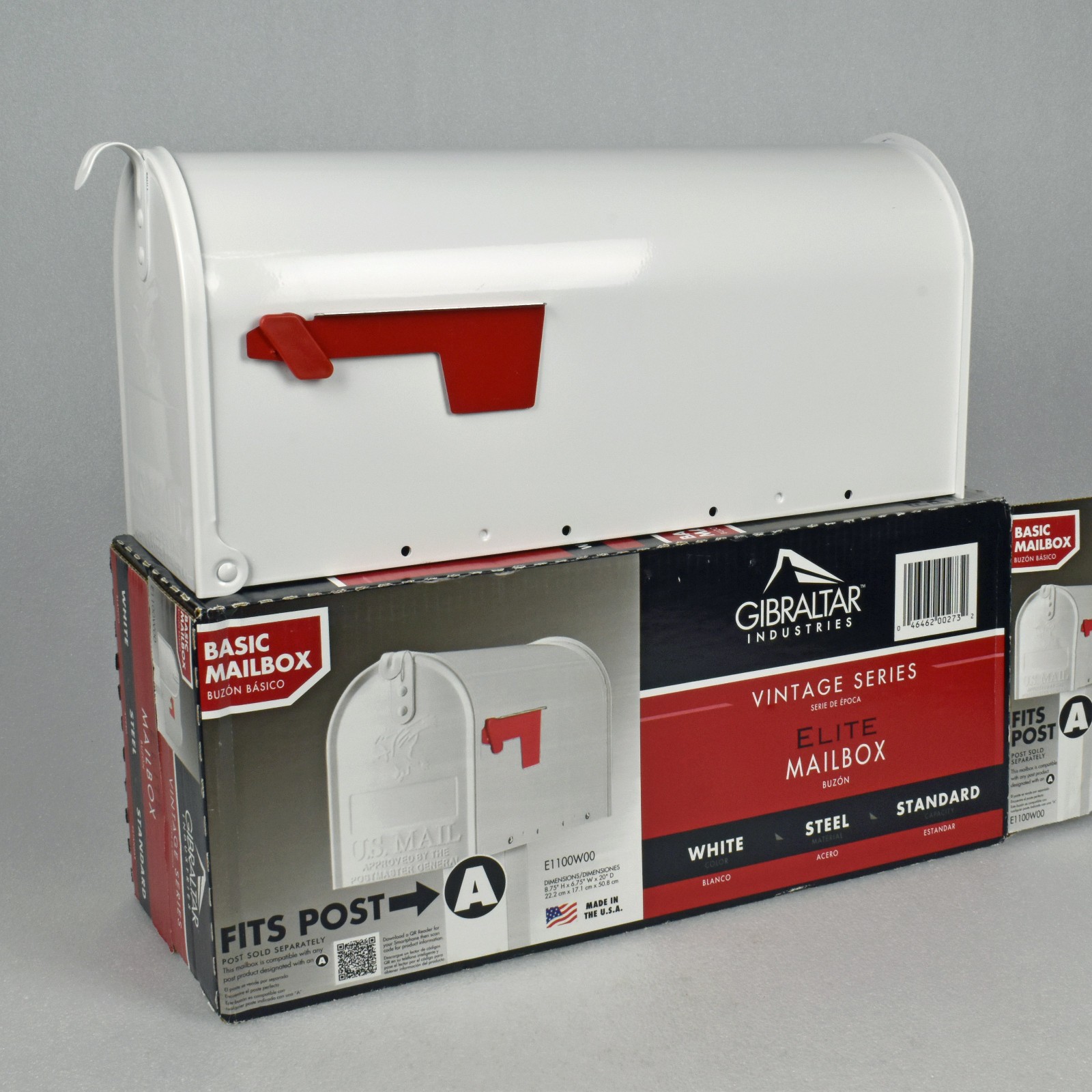 NEW OPEN BOX Gibraltar White Metal Mailbox Model E1100W00 Made in USA