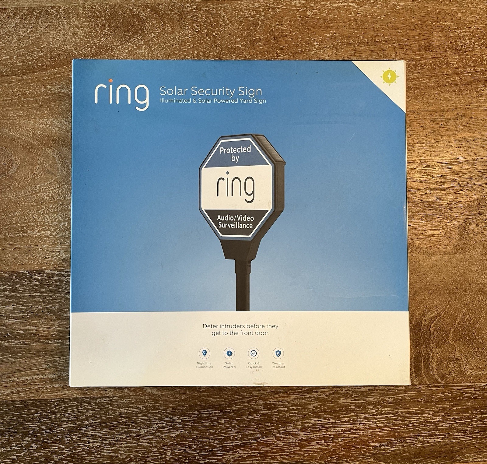 NEW Ring Solar Security Sign Solar Powered Security Illuminated Sign