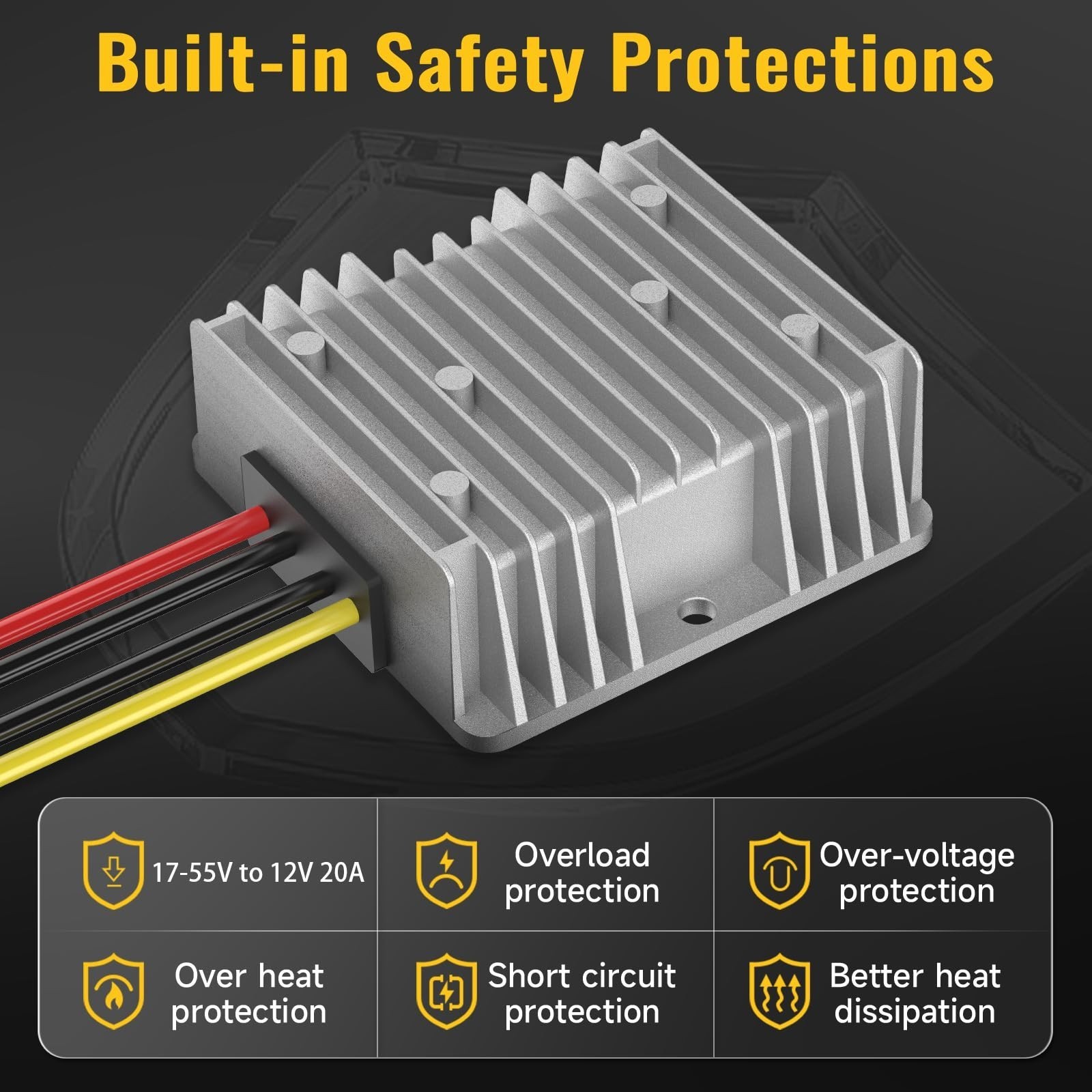 Voltage Reducer，240W 20A Step Down Converter Adapter Compatible with Dewalt 20V