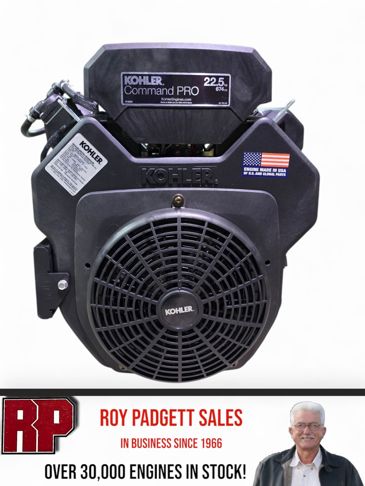 CH680-3048 Kohler 22.5HP Command PRO Tapered Horizontal Generator Engine